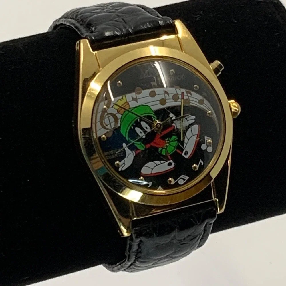 Vintage Armitron Marvin the Martian 2200/162 Stainless Steel Gold Black 34mm‎